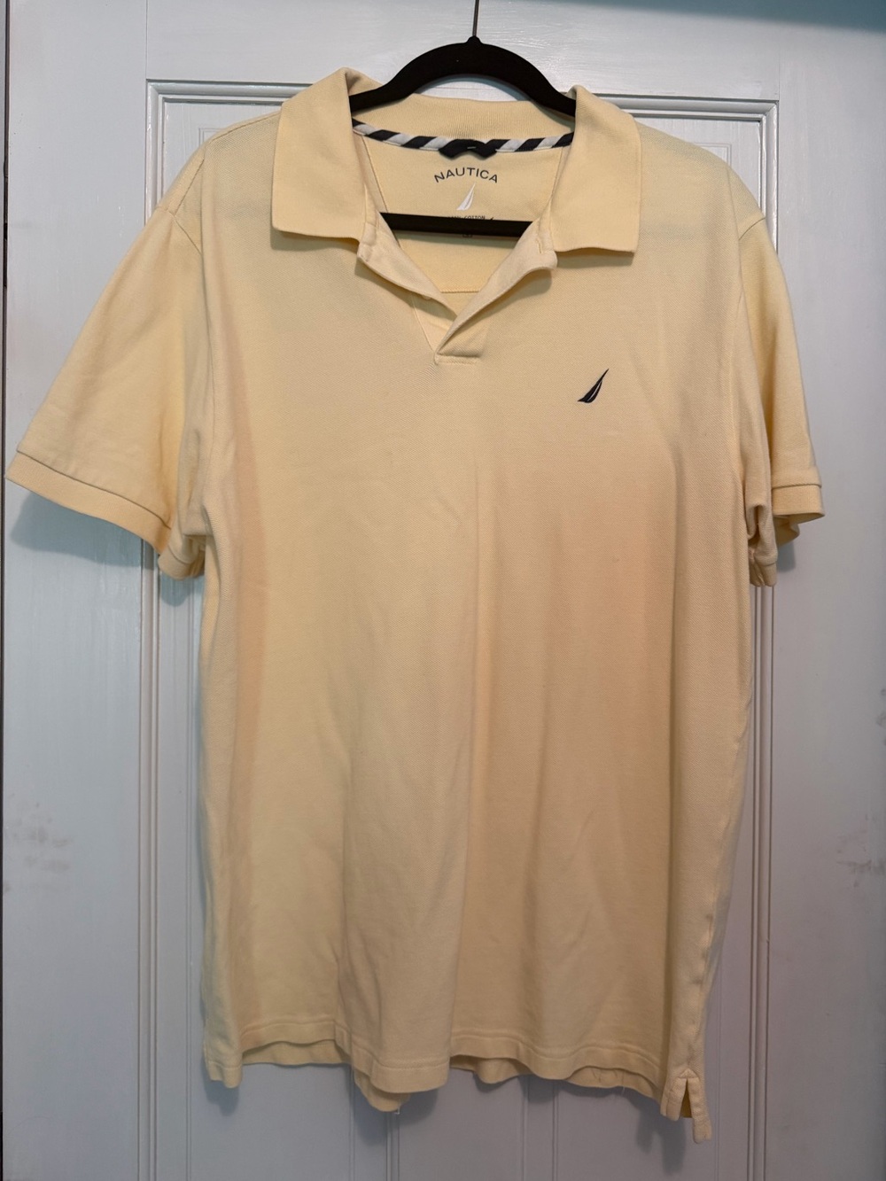 Nautica Men’s Light Yellow Polo Shirt with Embroidered Sail Logo